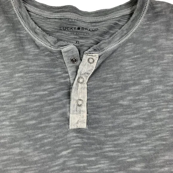 Lucky Brand Marled Cotton Long Sleeve Henley Men's Size XL - Picture 4 of 7